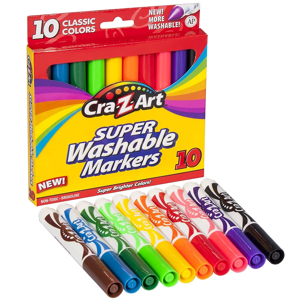 Classic Multicolor Broad Line Washable Markers, 10 Count, Back to School Supplies