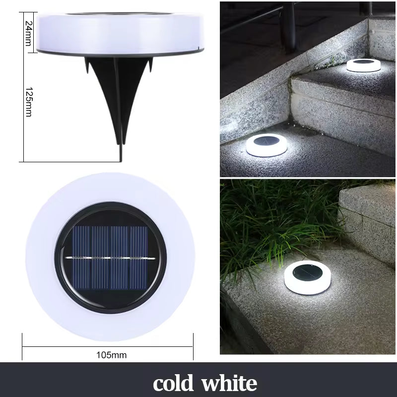 Solar Ground Lights Outdoor Decorations, 12LED Solar Garden Lights Waterproof, Solar Disk Lights for Yard, Pathway, Lawn, Patio