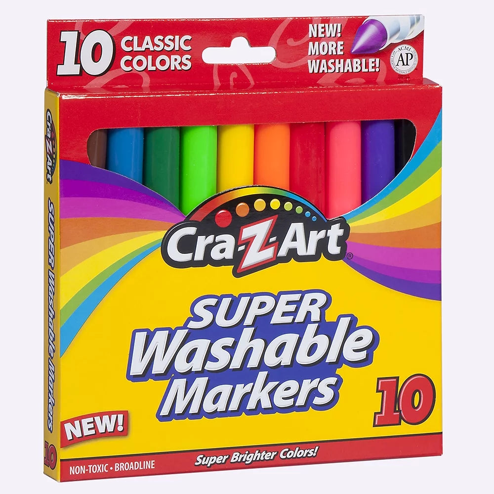 Classic Multicolor Broad Line Washable Markers, 10 Count, Back to School Supplies