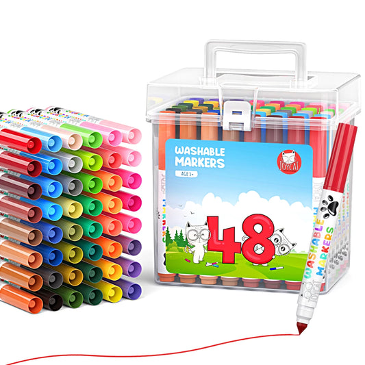 48 Count Washable Markers Set for Kids with Storage Case,48 Assorted Colors Coloring Marker Bulk,Gift for Child,School Supplies