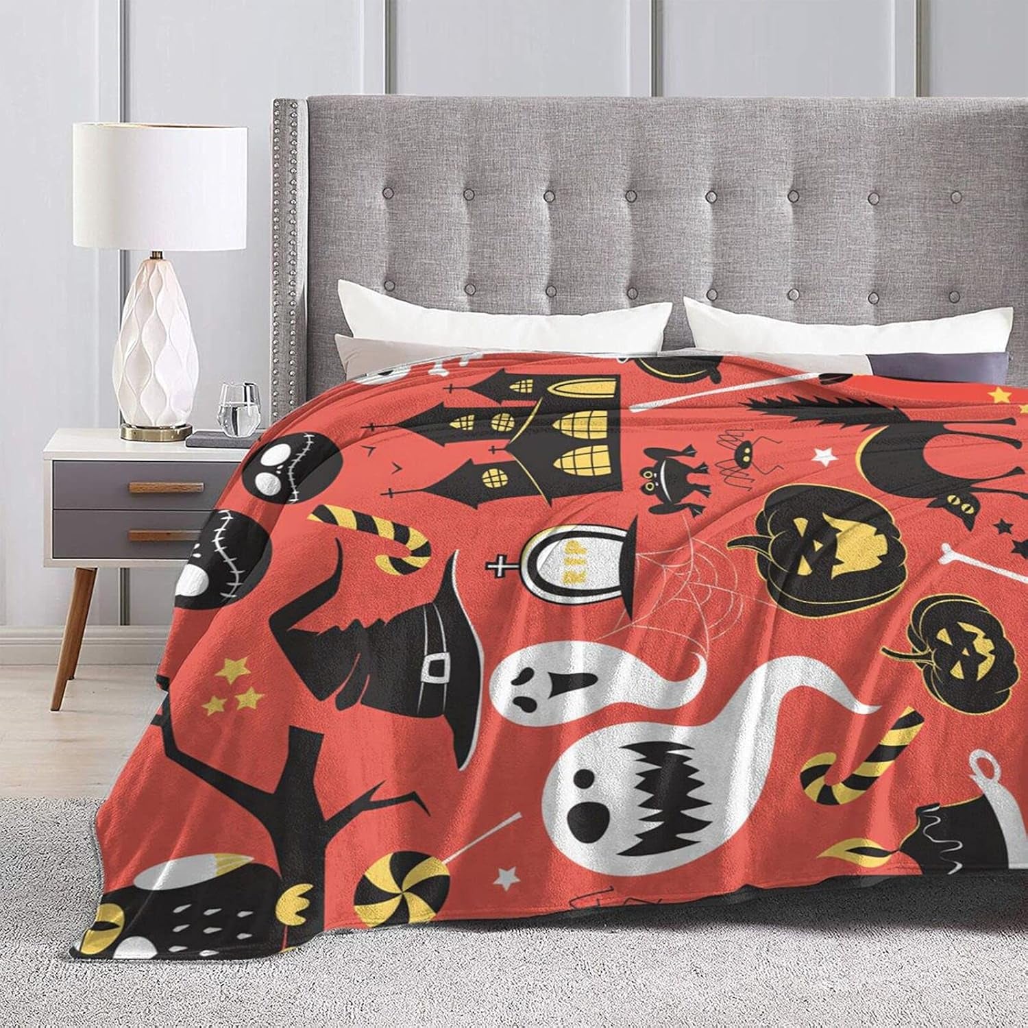 Halloween Throw Blankets Halloween Pumpkin Blanket for Kids Faux Fur Blanket Super Soft Blanket Bed Warm Blanket Suitable for All Seasons 50"X40"