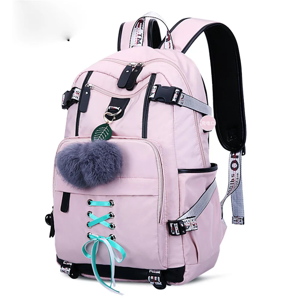 Women Teen Girls Fashion Backpack with USB Port College School Bags Girls Cute Bookbags Student Laptop Bag Pack, Back to School Backpacks