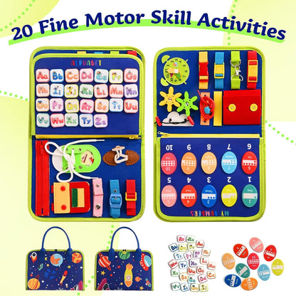 Busy Board Montessori Toys for 3 4 5 Year Old, Toddler Toys, Sensory Toys Preschool Learning Toys Gifts for Toddlers, Autism Toys, Educational Travel Toy for Fine Motor Skills