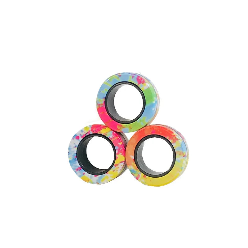 3Pcs Magnetic Rings Spinner Fidget Toy Set Finger Magnets Rings for Anxiety Relief Therapy Fidget Pack Gift for Adults Teens Kid