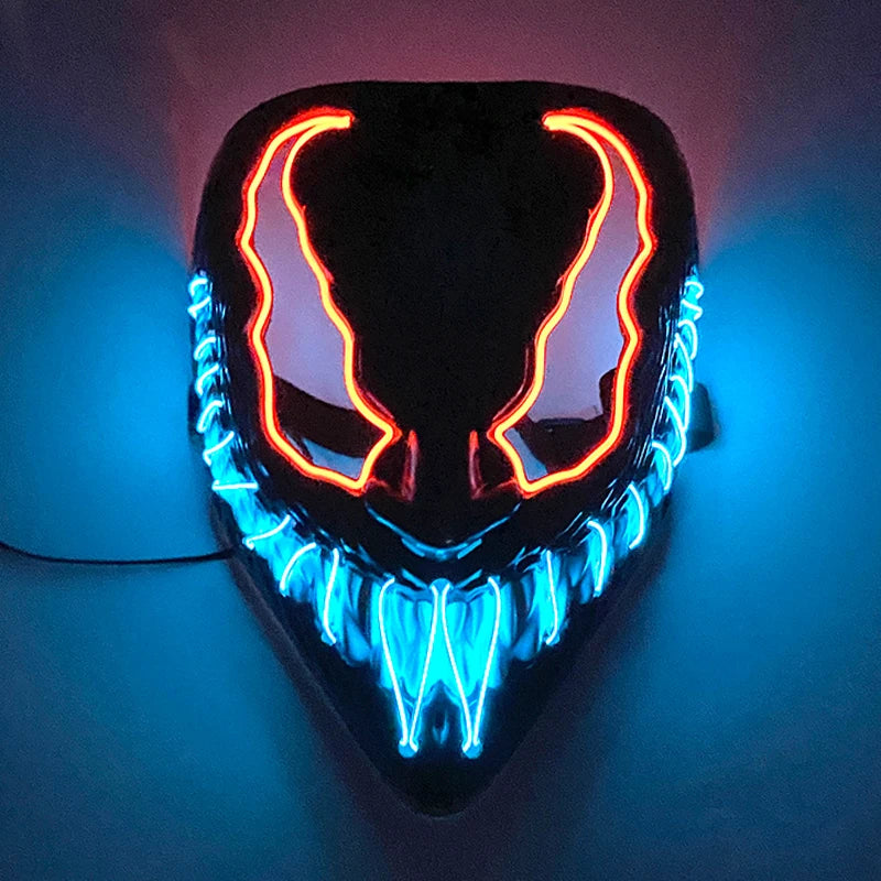 Hot Sales Halloween Horror Mask LED Neon Light up Mask Carnival Party Scary Mask Cosplay LED Mask Glow Party Supplies Dropship