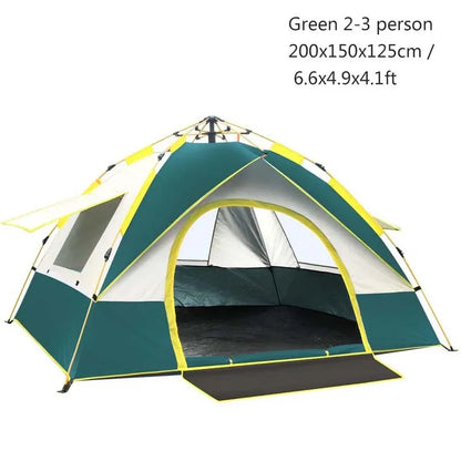 Travel Family Rainproof Windproof 1-4 Person Fully Automatic Tent Camping Sunshade Awning Shelter Beach Easy Open Hiking Tents