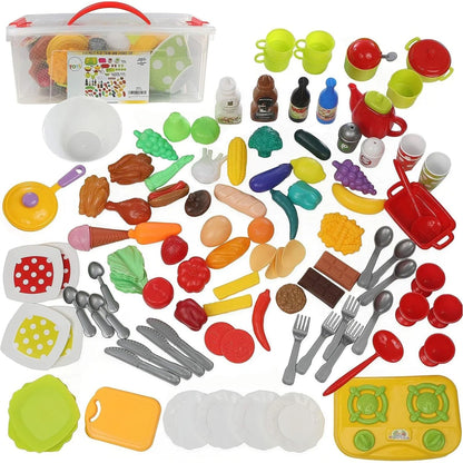 Enhance Pretend Play with IQ Toys Deluxe 114 Piece Play Dishes & Play Food Set