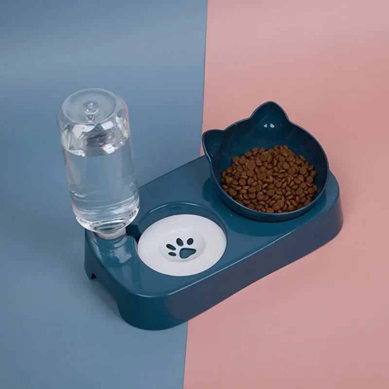 PET Cat Dog Neck Anti-Overturned Automatic Water Drinking Fountain Green Double Pet Bowls Cat Dog Automatic Feeder