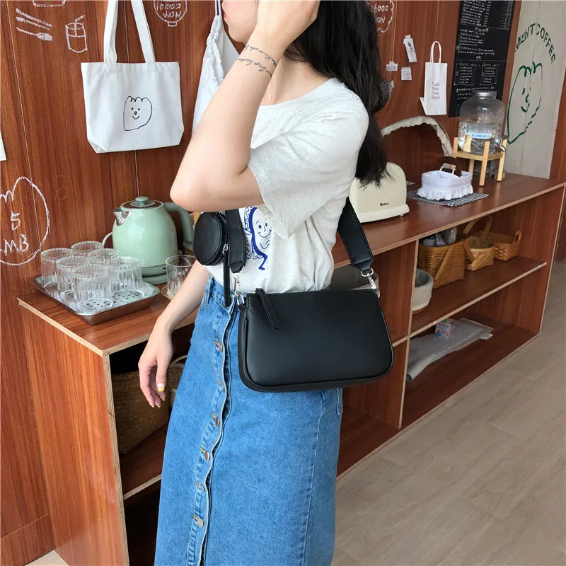 Vintage Women Armpit Bag Luxury Designer Wide Strap Shoulder Bag Female Chain Messenger Bag Leather Ladies Purses and Handbags