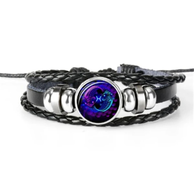 Zodiac Constellation Bracelet Braided Design Bracelet for Men Women Kids