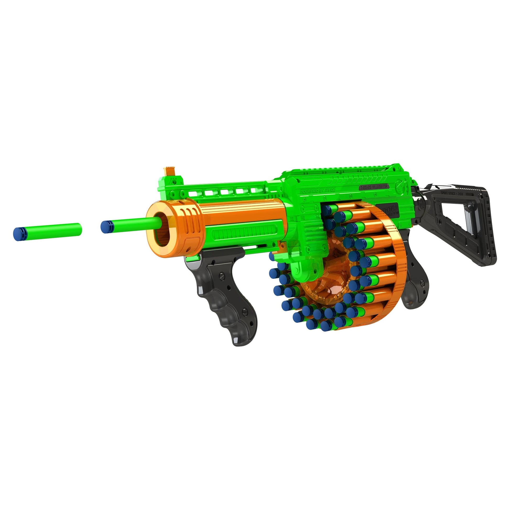 Villainator Pump-Action Super-Drum Dart Blaster - Compatible with NERF Foam Darts