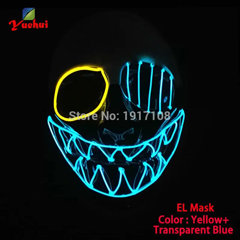 Hot Sales Halloween Horror Mask LED Neon Light up Mask Carnival Party Scary Mask Cosplay LED Mask Glow Party Supplies Dropship