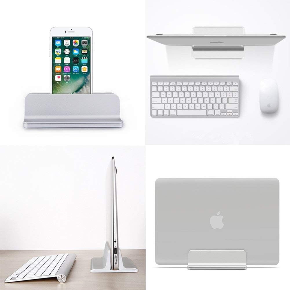 Vertical Laptop Stand, Laptops Cradle Holder, Laptop Standing Desk Dock with Adjustable Size, Laptop Computer Accessories Holder for Macbook Pro/Air Dell Hp Surface Ipad-Silver