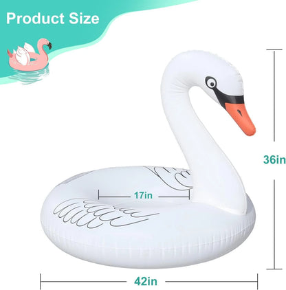 Swan Pool Floats with Solar Powered LED Color Changing Lights, 42'' Large Inflatable Pool Floaties Lake and Beach Floaty Summer Pool Lounge for Adults