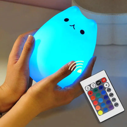 Silicone Touch Sensor LED Night Light for Children Baby Kids 7 Colors 2 Modes Cat LED USB LED Night Lamp