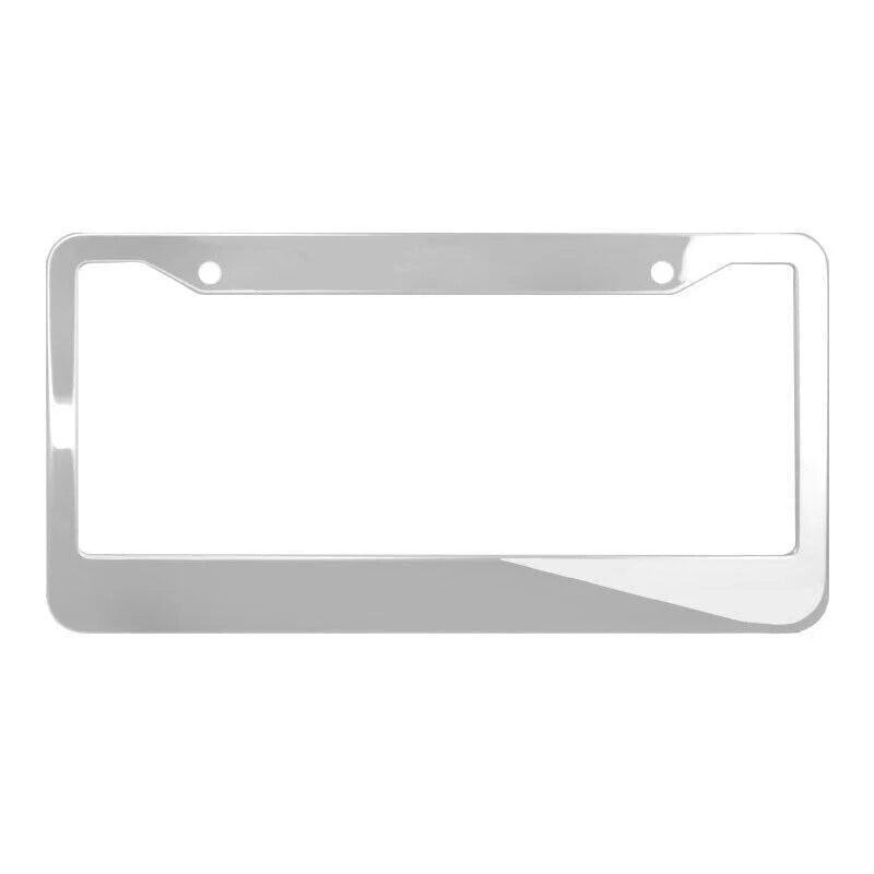 2PCS Chrome Stainless Steel Metal License Plate Frame Tag Cover with Screw Caps