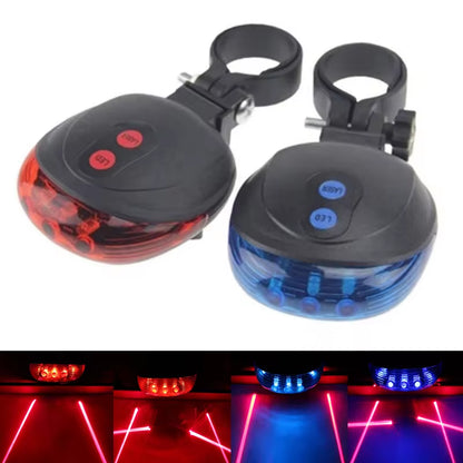 Bicycle Bike LED Lights 2 Lasers 5 LED Waterproof Cycling Taillight Safety Warning Taillight MTB Bike Rear Tail Lights