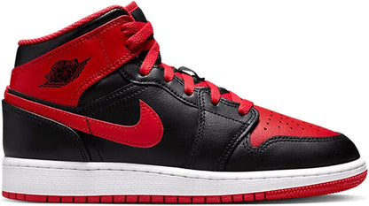 Mens Air  1 Mid Shoes,Black/Fire Red-White,10.5