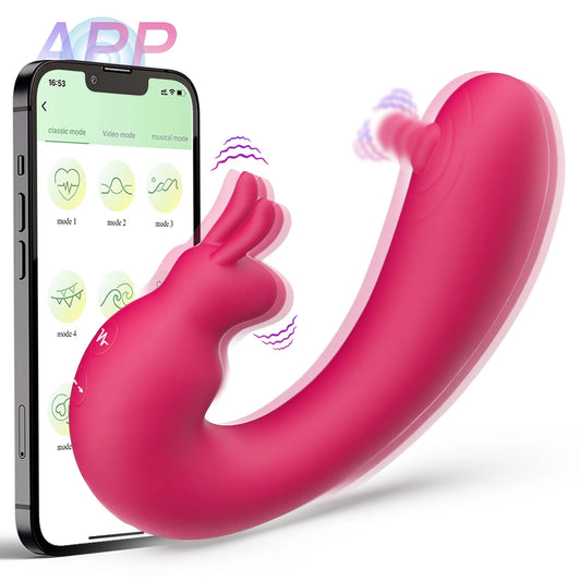 Vibrator Vibrators Thumping Rabbit Vibrators, 3 in 1 Adult Sex Toys for Women Couple, App Remote Control Tapping Stimulator Vibrator with 9 Vibration & Flapping Modes