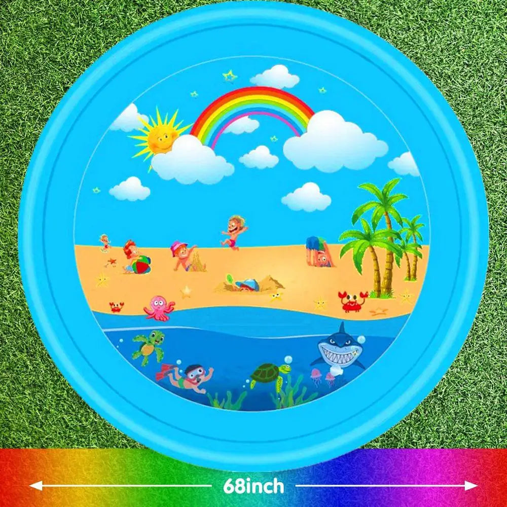 Sprinkler Splash Pad, 68Inch Water Splash Play Mat Toddler Water Toys Outdoor Fountain Play Mat for Boy Girl Kids Outdoor Party