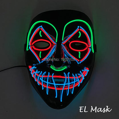 Hot Sales Halloween Horror Mask LED Neon Light up Mask Carnival Party Scary Mask Cosplay LED Mask Glow Party Supplies Dropship