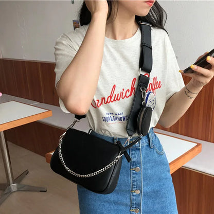 Vintage Women Armpit Bag Luxury Designer Wide Strap Shoulder Bag Female Chain Messenger Bag Leather Ladies Purses and Handbags