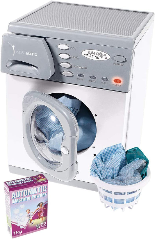 Electronic Washer | Realistic Toy Washing Machine for Children Aged 3+ | Equipped with Lights and Buttons to Spark Their Imagination , Grey