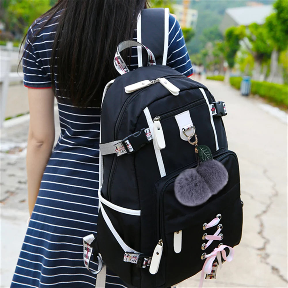 Women Teen Girls Fashion Backpack with USB Port College School Bags Girls Cute Bookbags Student Laptop Bag Pack, Back to School Backpacks