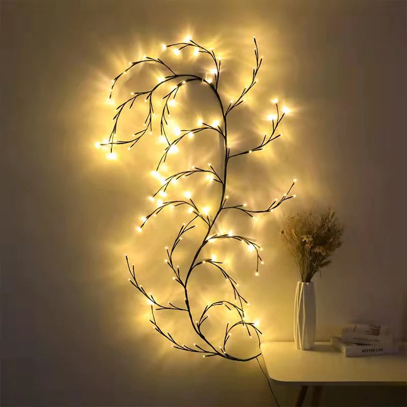 Vines with Lights Christmas Garland Light Flexible DIY Willow Vine Branch LED Light for Room Wall Wedding Party Decor