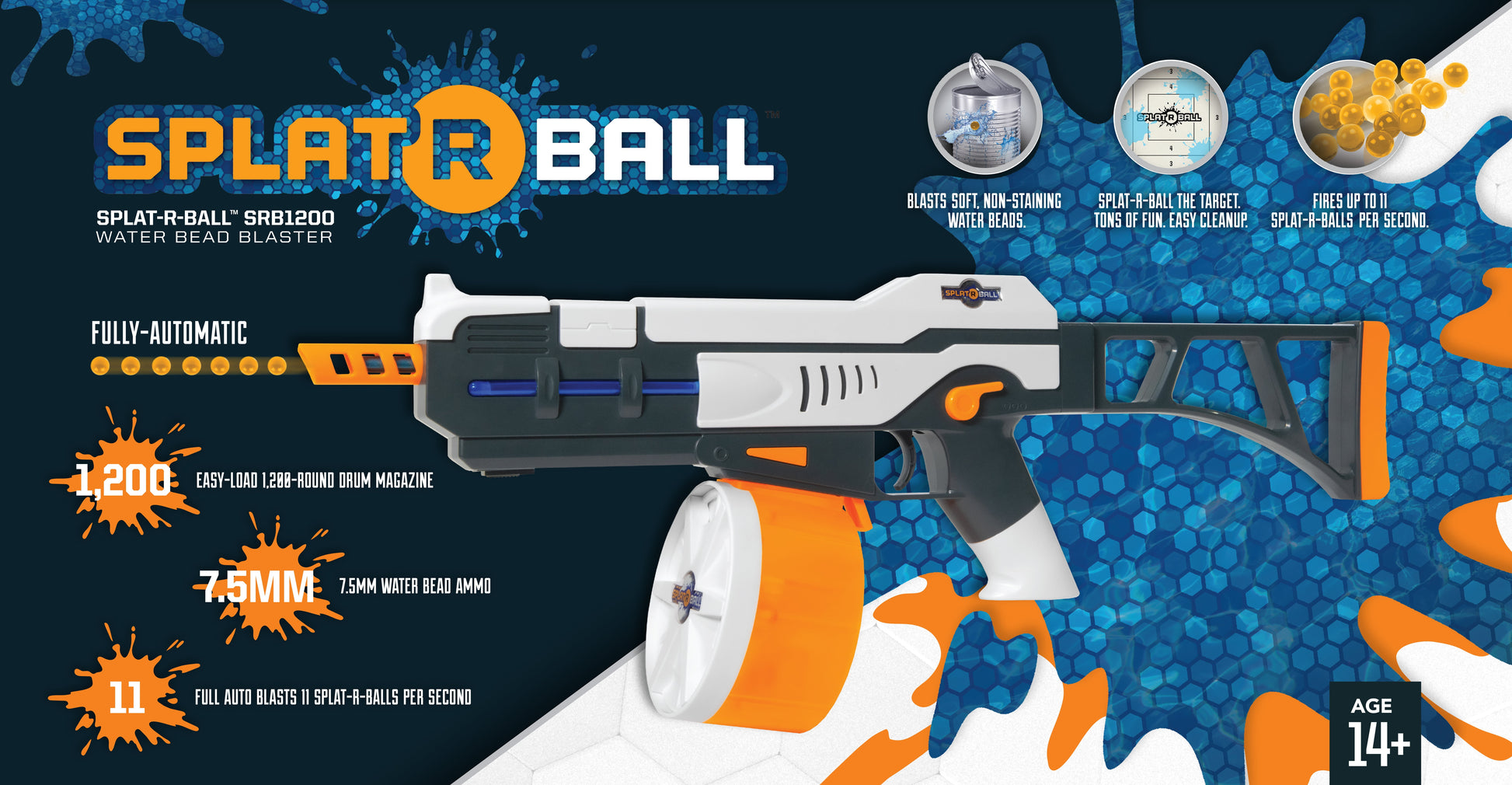 SRB1200 Full Auto Rechargeable Battery Powered Water Bead Gel Ball Blaster Kit