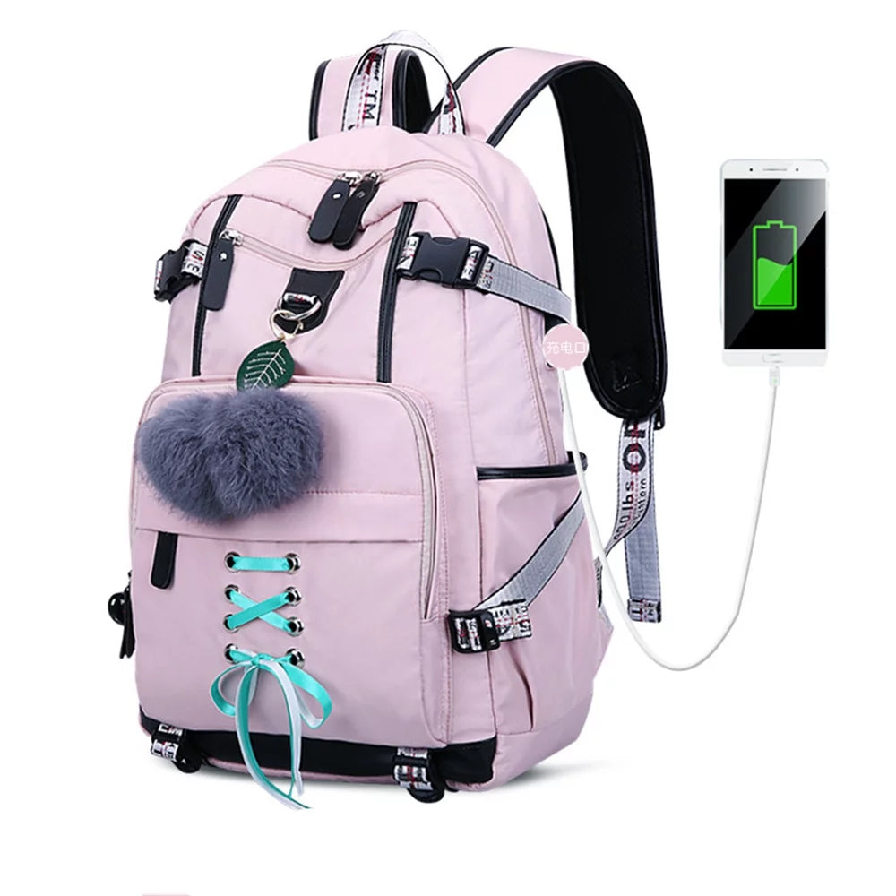 Women Teen Girls Fashion Backpack with USB Port College School Bags Girls Cute Bookbags Student Laptop Bag Pack, Back to School Backpacks