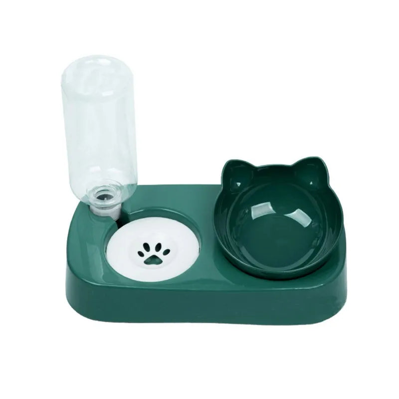 PET Cat Dog Neck Anti-Overturned Automatic Water Drinking Fountain Green Double Pet Bowls Cat Dog Automatic Feeder