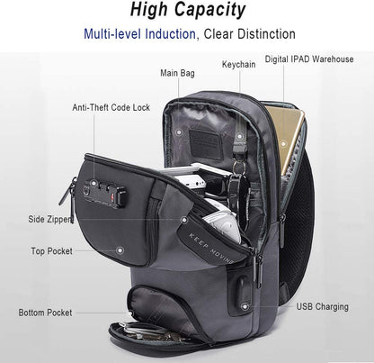 Sling Backpack Sling Bag Crossbody Backpack Shoulder Casual Daypack Rucksack for Men