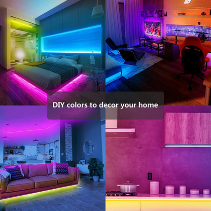 Bluetooth LED Strip Lights 50 Ft, Color Changing LED Lights for Bedroom,Built-In-Mic,Music Sync LED Light Strips,Phone Smart Controlled(App+Remote+Mic)