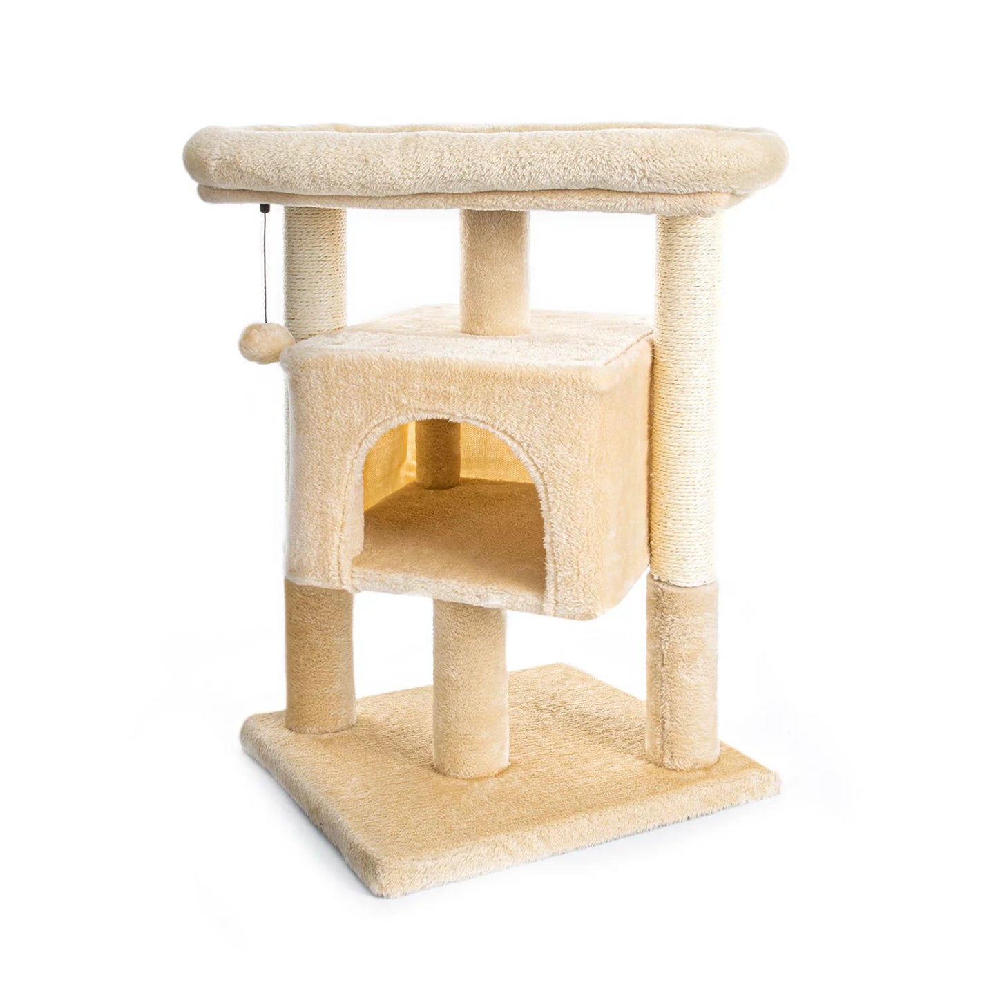 29" Cat Tree Tower for Indoor Cats Cat Condo with Sisal Scratching Posts, Plush Perch, Cat Bed Furniture, Beige