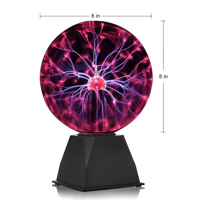 8 Inch Sound Control Magic Plasma Ball Lamp LED Night Light Atmosphere Touch Glass Plasma Light Christmas Party Decor Lighting