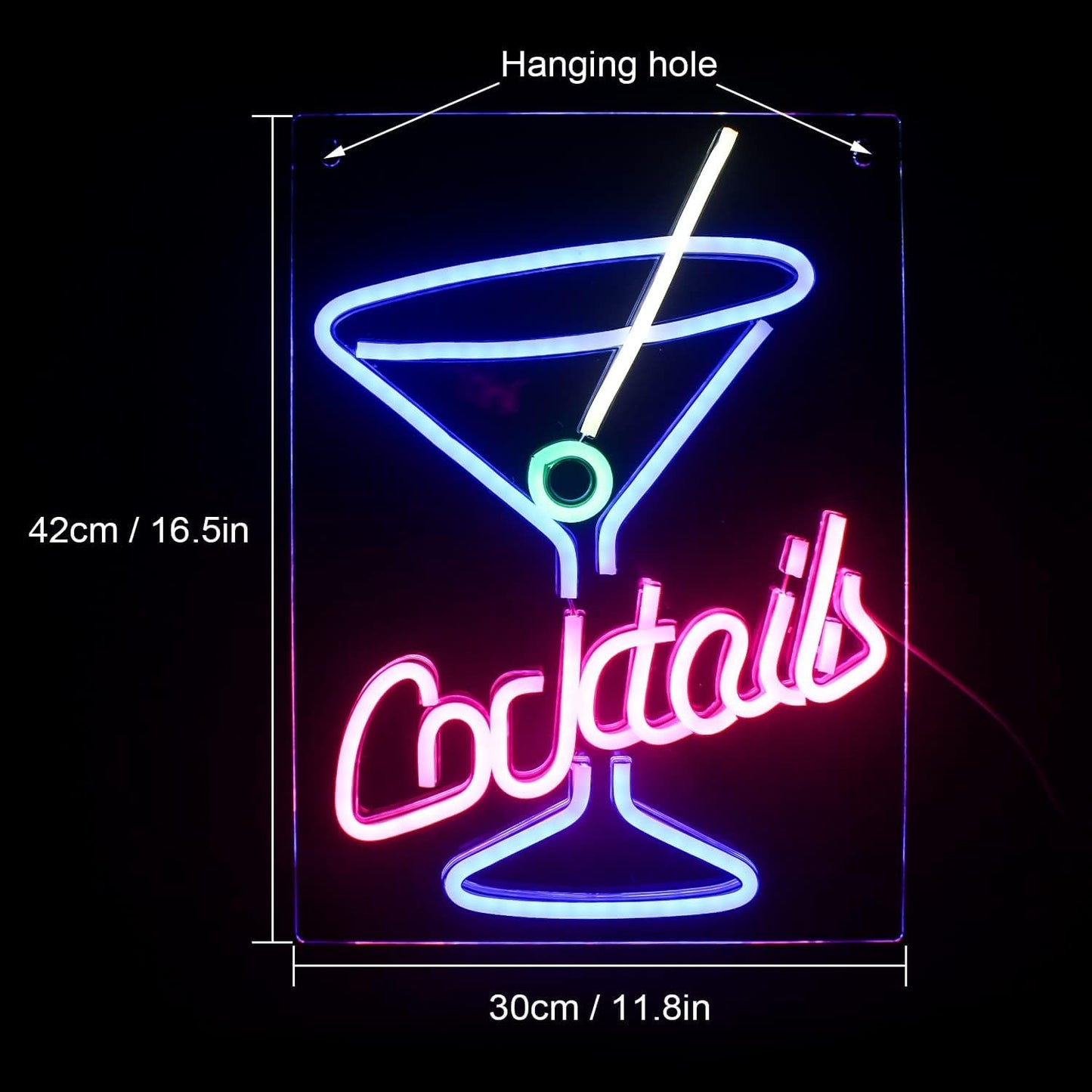 Cocktails Neon Sign, LED Sign Cocktail Glass Shaped Neon Lights Neon Bar Signs Martini Neon Signs for Wall Decor Neon Sign for Man Cave for Bar Shop Beer Bar Night Club