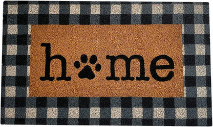 Home Fashions Farmhouse Living Coir Outdoor Doormat, Natural Entry Mat, Front Door Decor, 18"X30", Paw Print Home