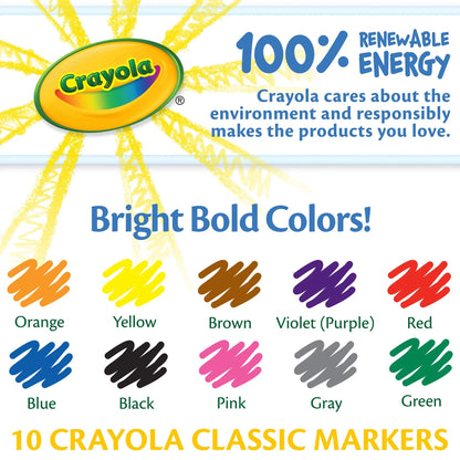 Classic 10Ct Fine Line Marker Set, Classic Colors, (24 Pack Case) Bulk School Supplies