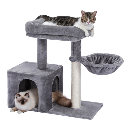 Cat Tree Small Cat Tower Cat Condo for Indoor Cats with Sisal Covered Scratching Post, Deep Hammock for Kittens and Small Cats