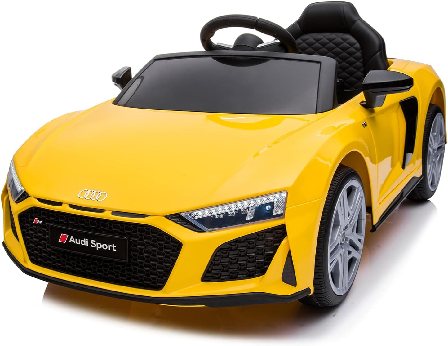 12V Ride on Toy Car Compatible with Audi R8 Electric Car for Kids Ride on Car with Remote Control Battery Powered Sports Car with Spring Suspension, Music,Usb (Yellow)