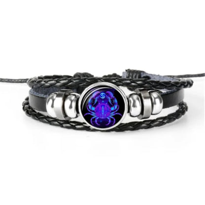 Zodiac Constellation Bracelet Braided Design Bracelet for Men Women Kids