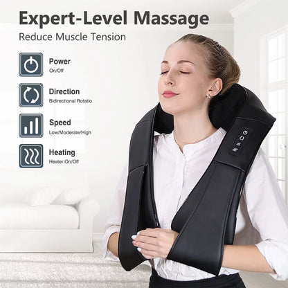 Shiatsu Neck and Back Massager with Soothing Heat,  Electric Deep Tissue 3D Kneading Massage Pillow for Shoulder, Leg, Body Muscle Pain Relief, Home, Office, and Car Use