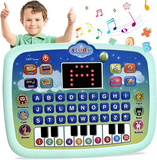 Tablet Toy Toddler Learning Pad with LED Screen Teach,Educational Learning Toys with Light and Music Electronic Toy Christmas Birthday Gift for Toddlers 1 2 3 Years Old Girls Boys