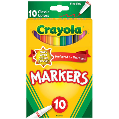 Classic 10Ct Fine Line Marker Set, Classic Colors, (24 Pack Case) Bulk School Supplies