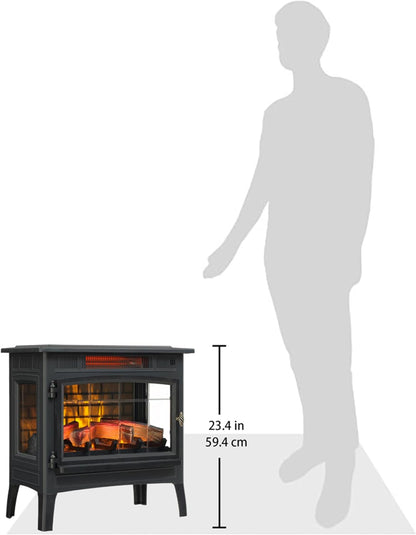 Electric Infrared Quartz Fireplace Stove with 3D Flame Effect, Bronze